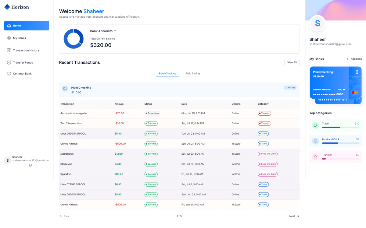 Horizon Banking App - With Finance Management